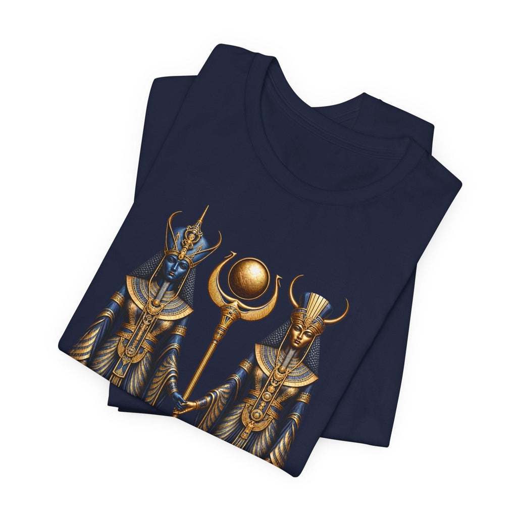 Egyptian Goddess Duo T-Shirt — Ankh & Sun Staff Graphic Tee Printify
