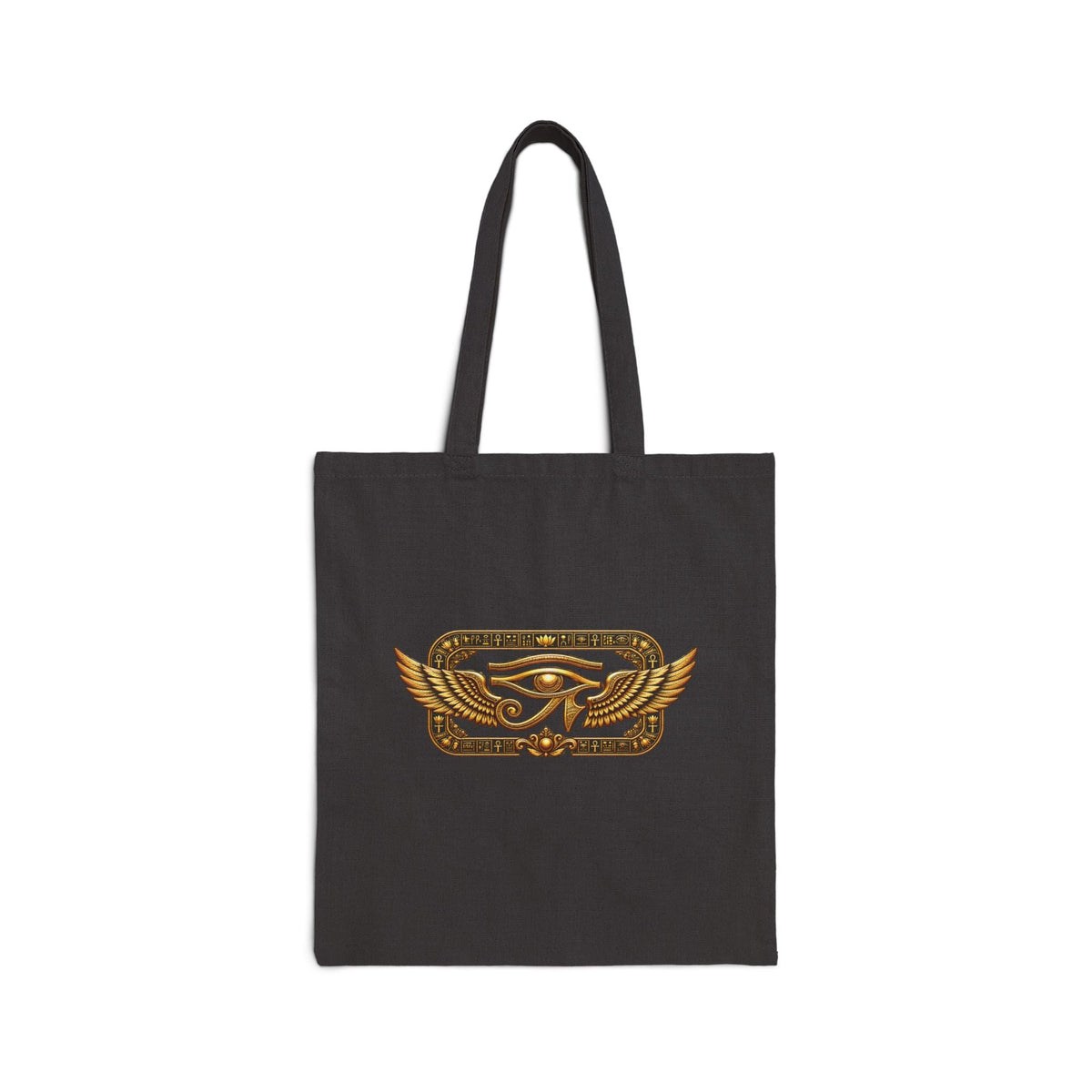 Cotton canvas tote with gold Eye of Horus artwork