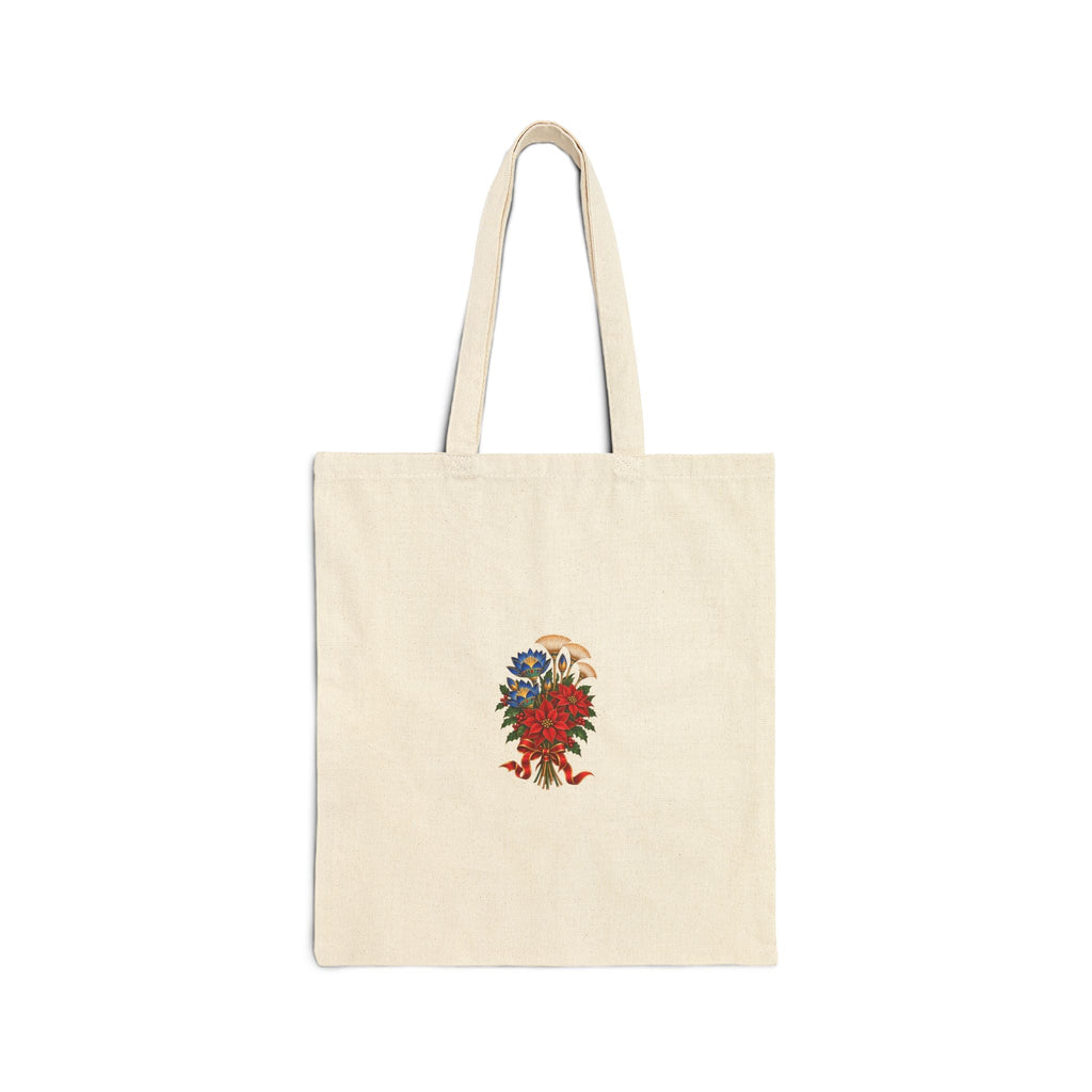 Egyptian Lotus Poinsettia Christmas Canvas Tote Bag Printify
