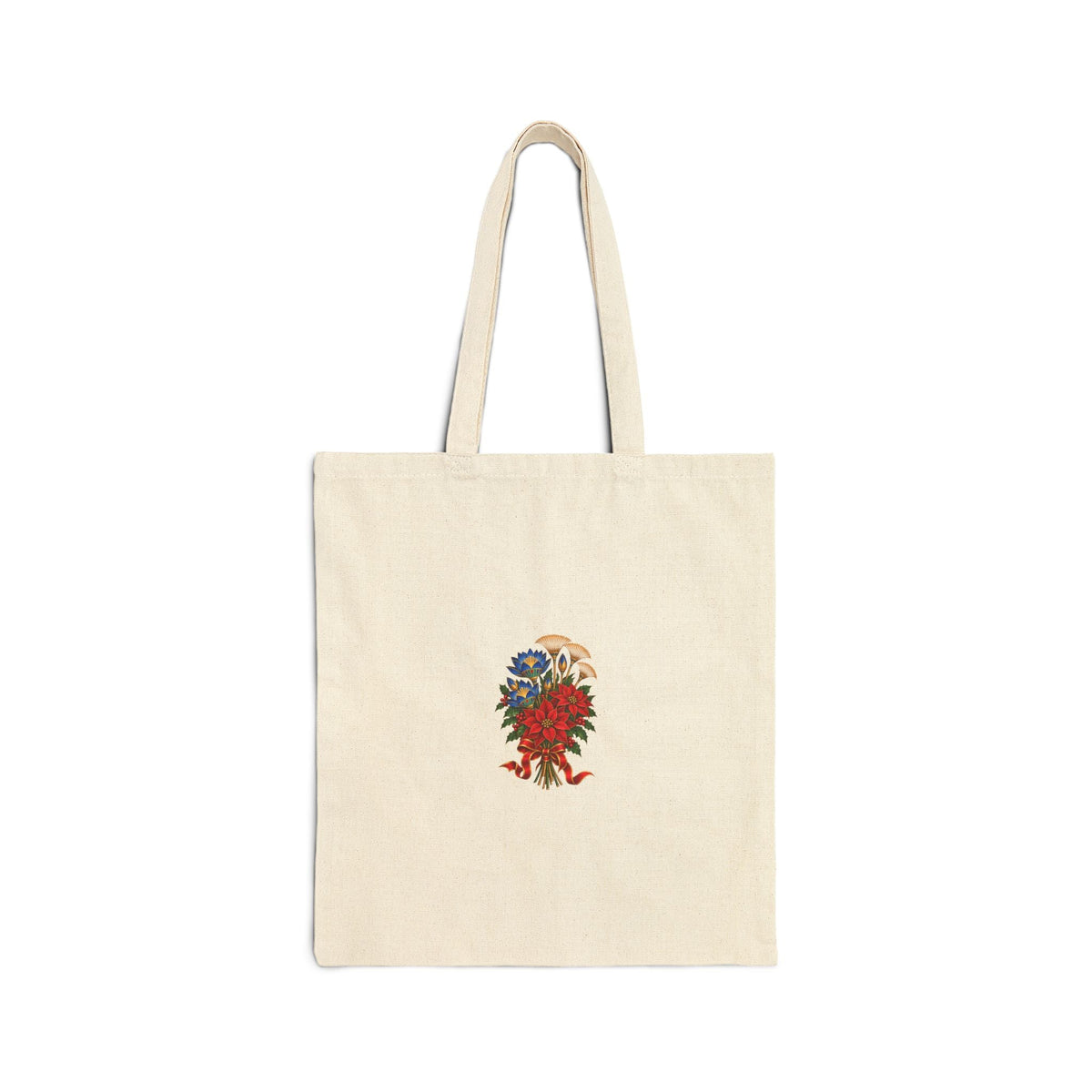 Egyptian Lotus Poinsettia Christmas Canvas Tote Bag Printify