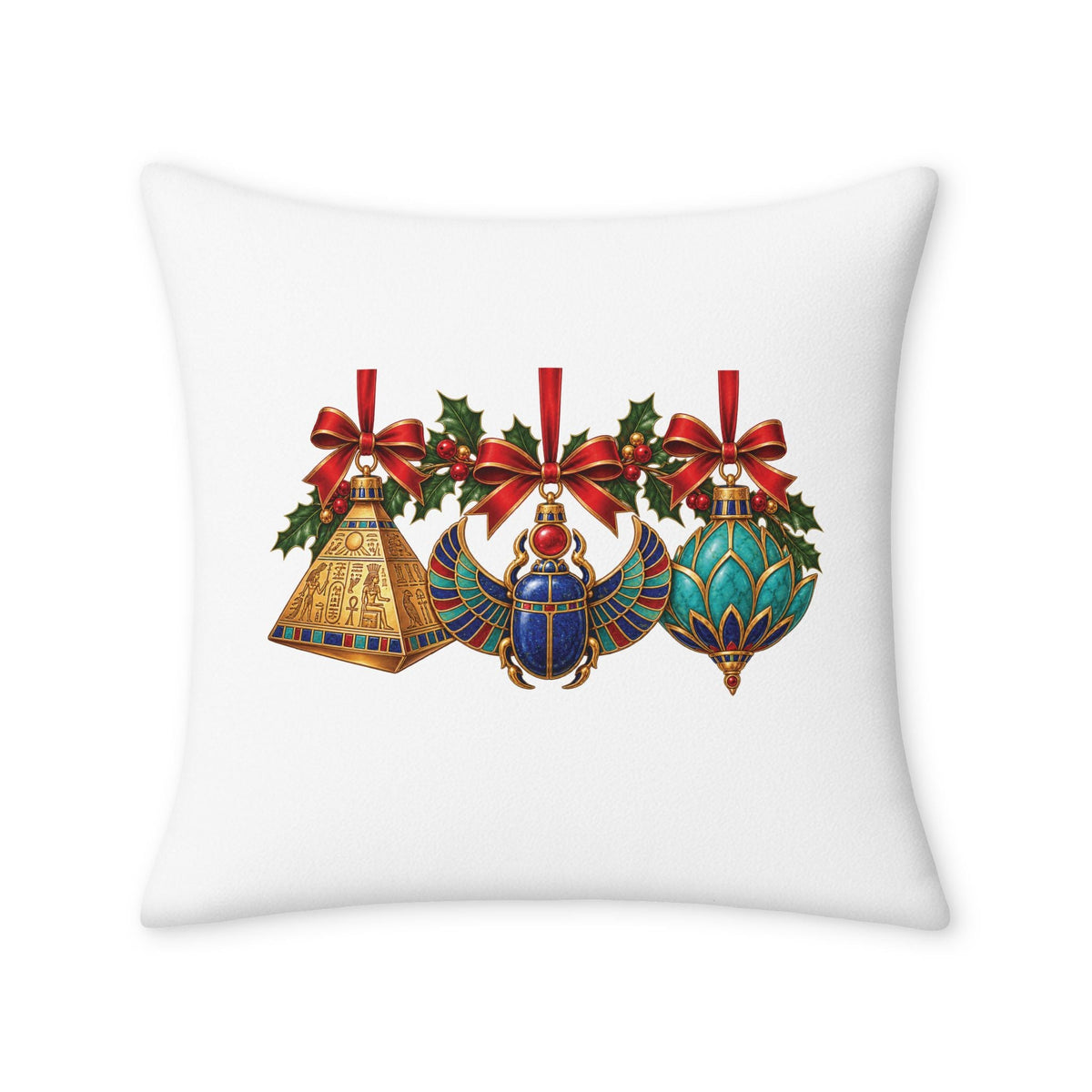 Egyptian Christmas Ornaments Throw Pillow Case Printify