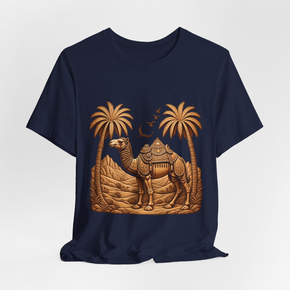 Camel Oasis T-Shirt — Egyptian Desert Palm Graphic Tee Printify