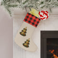 Vintage Christmas Tree Christmas Stocking, Red Buffalo Plaid Cuff Printify