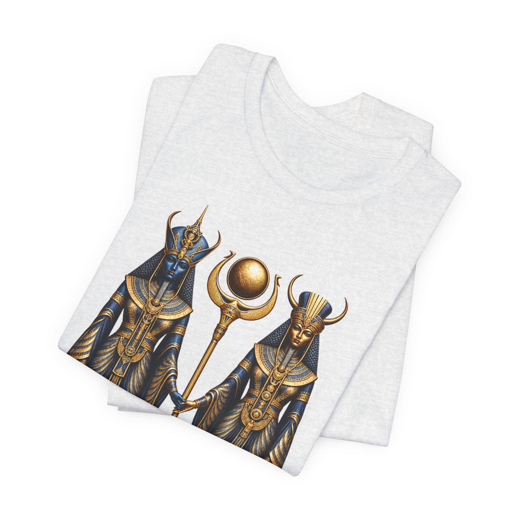 Egyptian Goddess Duo T-Shirt — Ankh & Sun Staff Graphic Tee Printify