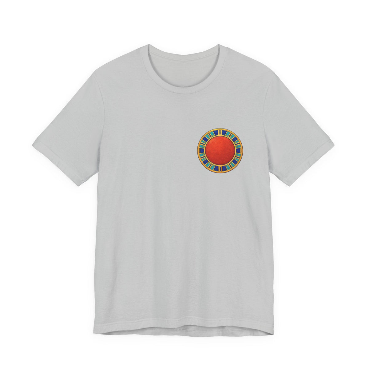 Unisex T-shirt with red Egyptian sun disk chest graphic