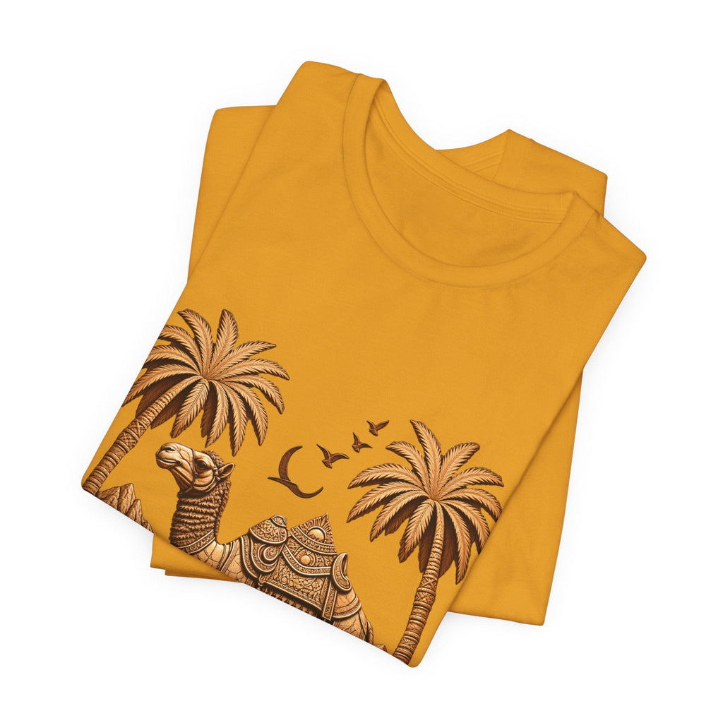 Camel Oasis T-Shirt — Egyptian Desert Palm Graphic Tee Printify