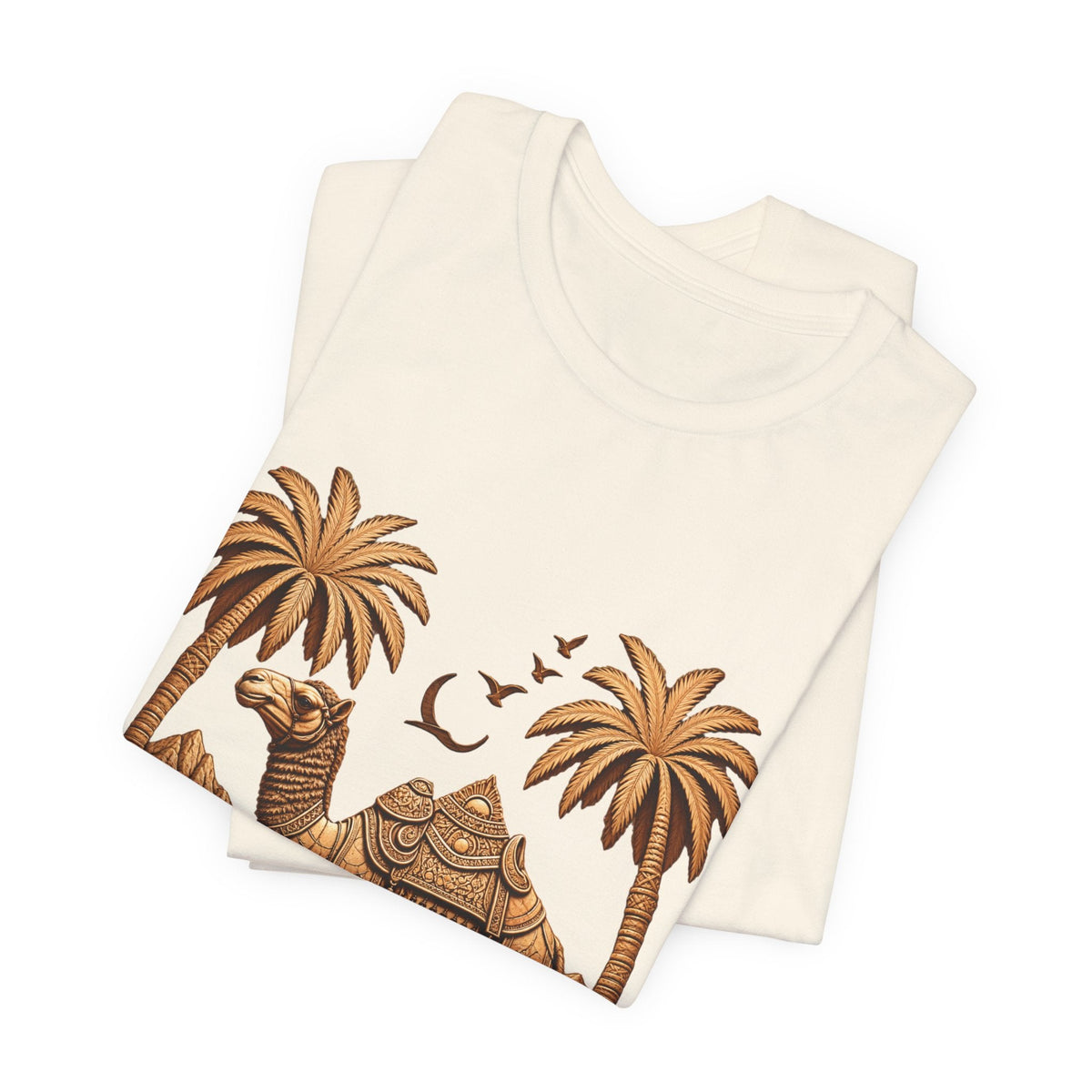 Camel Oasis T-Shirt — Egyptian Desert Palm Graphic Tee Printify