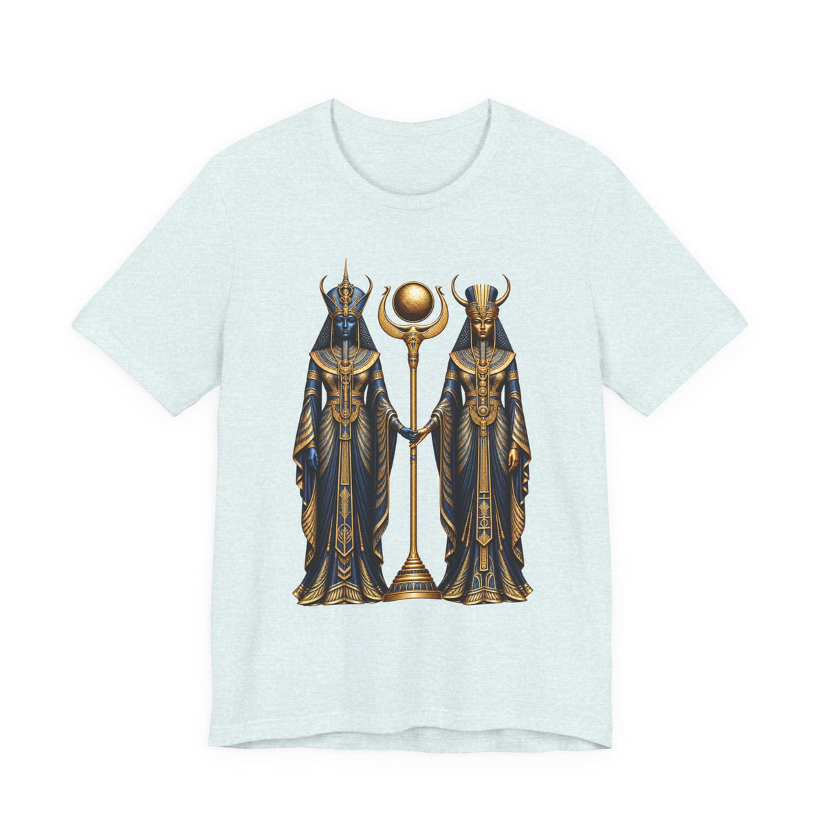 Egyptian Goddess Duo T-Shirt — Ankh & Sun Staff Graphic Tee Printify