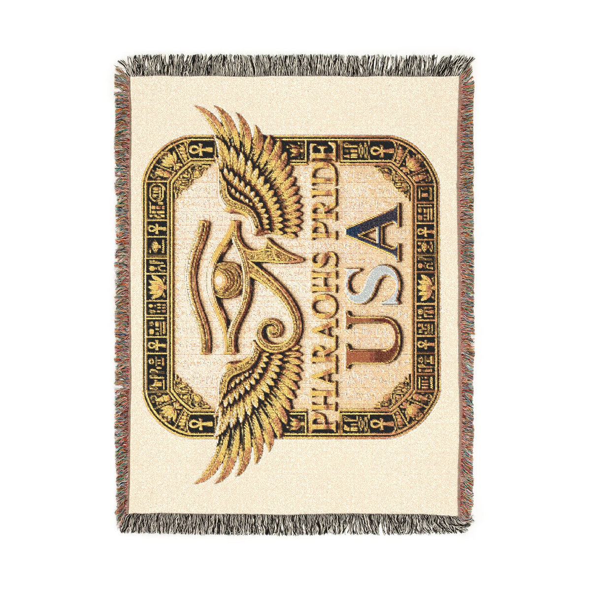 Eye of Horus woven cotton blanket alternate product view