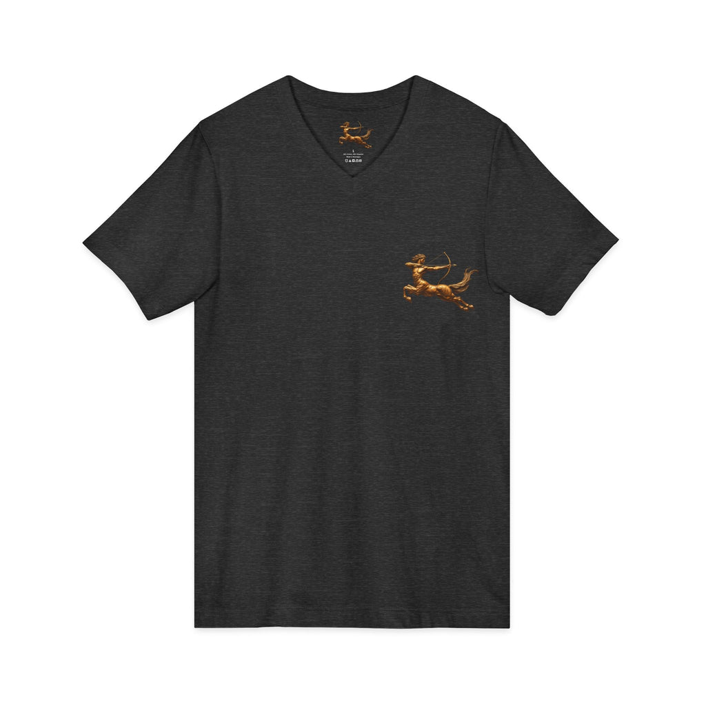 V-neck T-shirt with archer centaur graphic