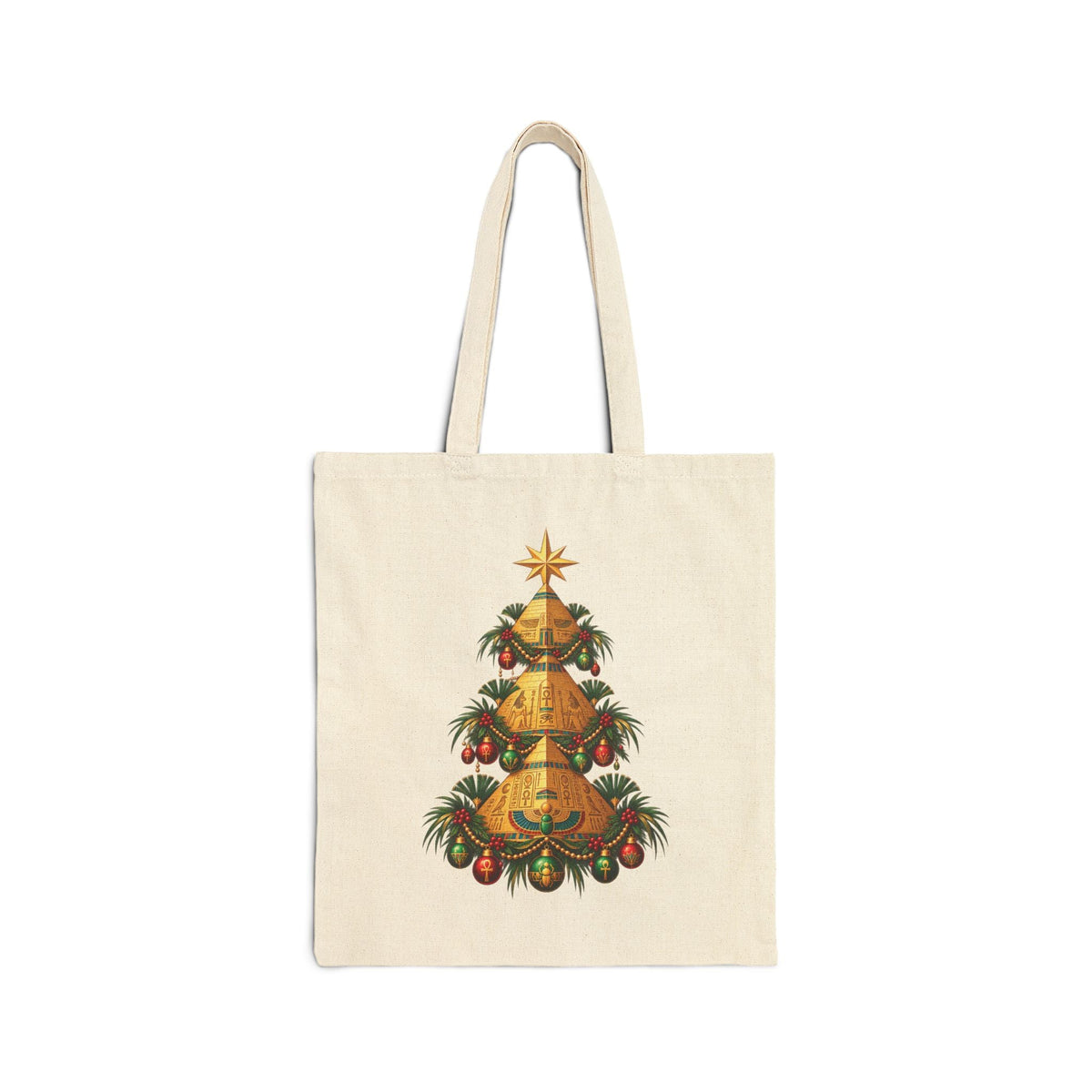 Egyptian Pyramid Christmas Tree Canvas Tote Bag Printify