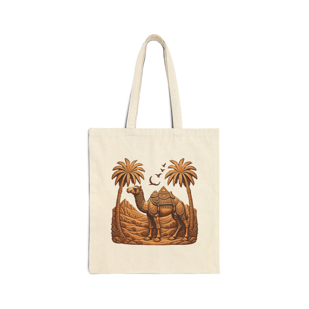 Camel Desert Tote Bag — Boho Palm Tree Canvas Tote Printify