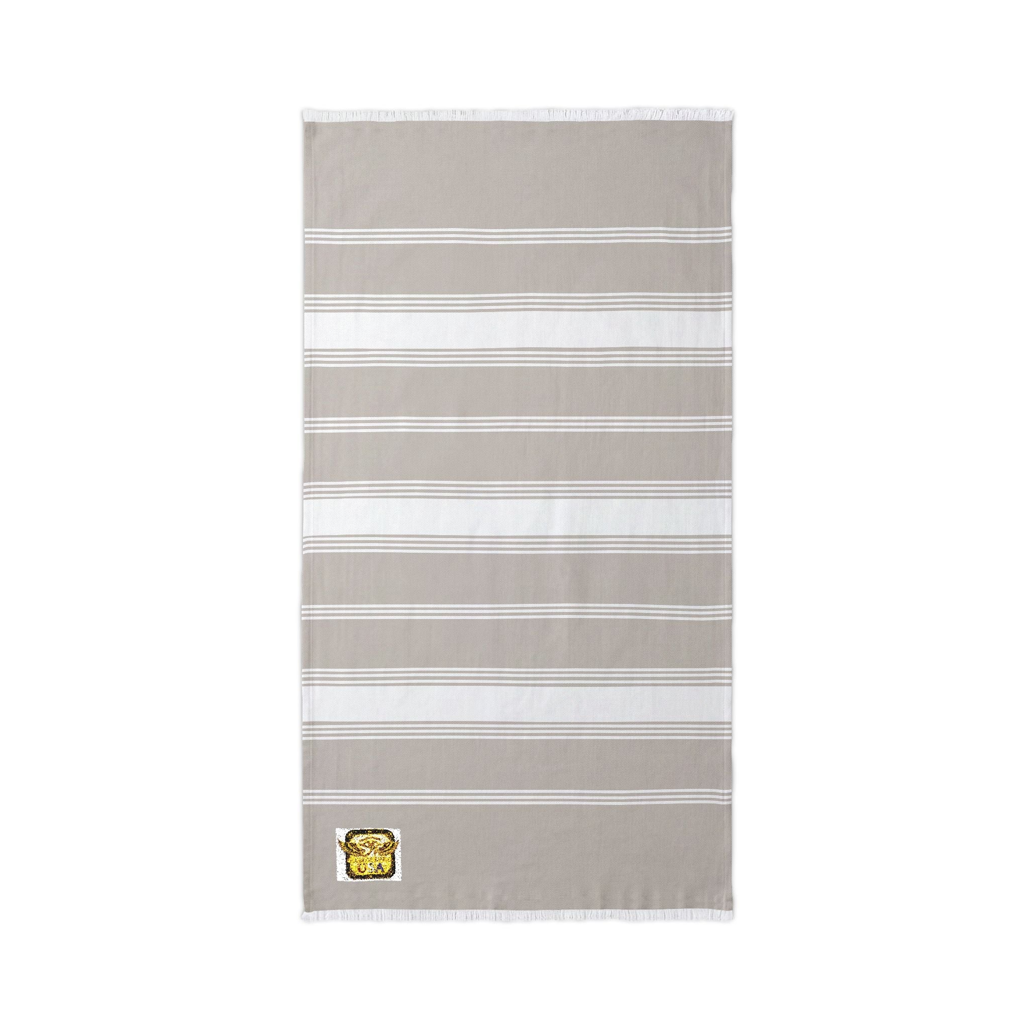 Pharaohs Pride USA embroidered cotton beach throw with striped pattern and fringe edges