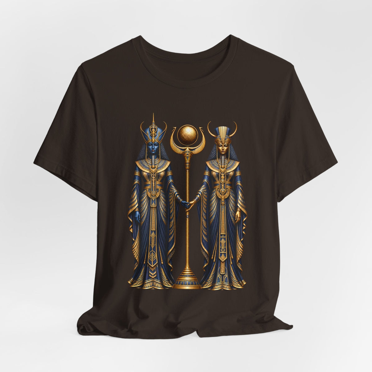 Egyptian Goddess Duo T-Shirt — Ankh & Sun Staff Graphic Tee Printify