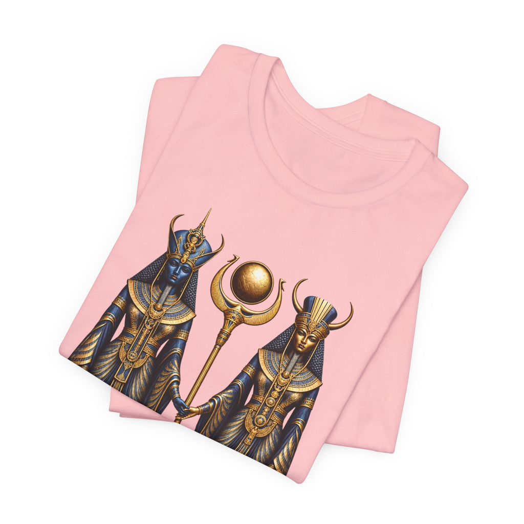 Egyptian Goddess Duo T-Shirt — Ankh & Sun Staff Graphic Tee Printify