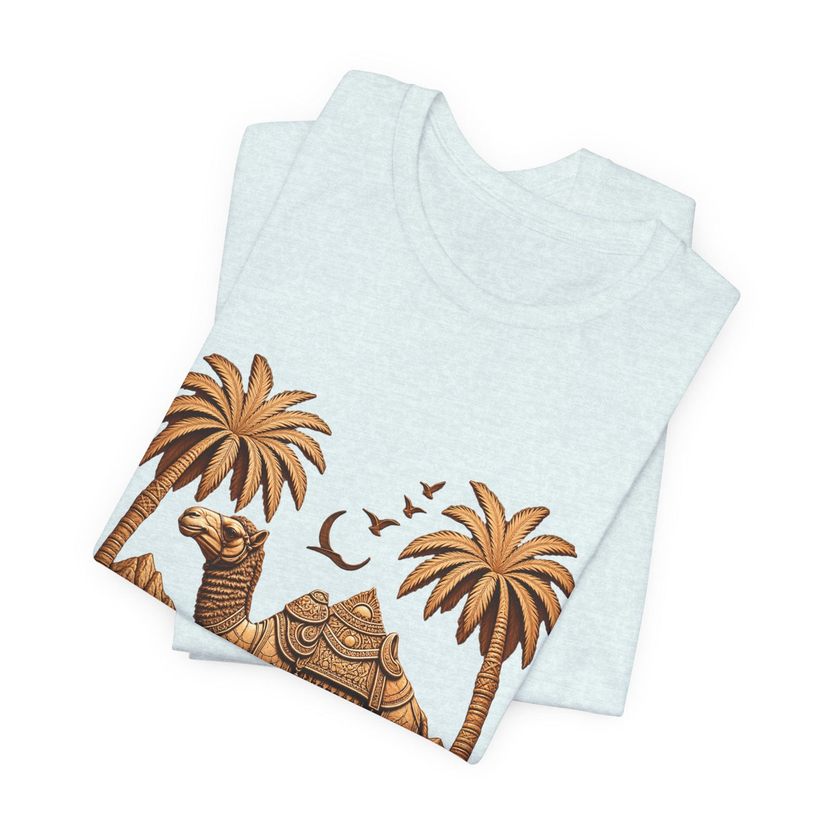 Camel Oasis T-Shirt — Egyptian Desert Palm Graphic Tee Printify