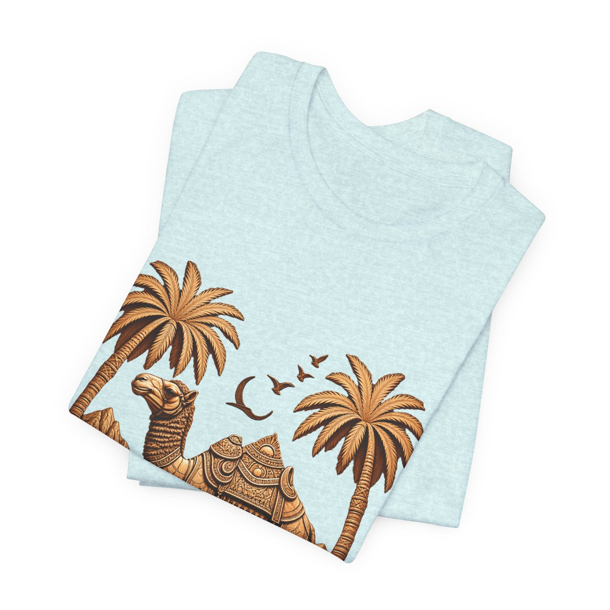 Camel Oasis T-Shirt — Egyptian Desert Palm Graphic Tee Printify