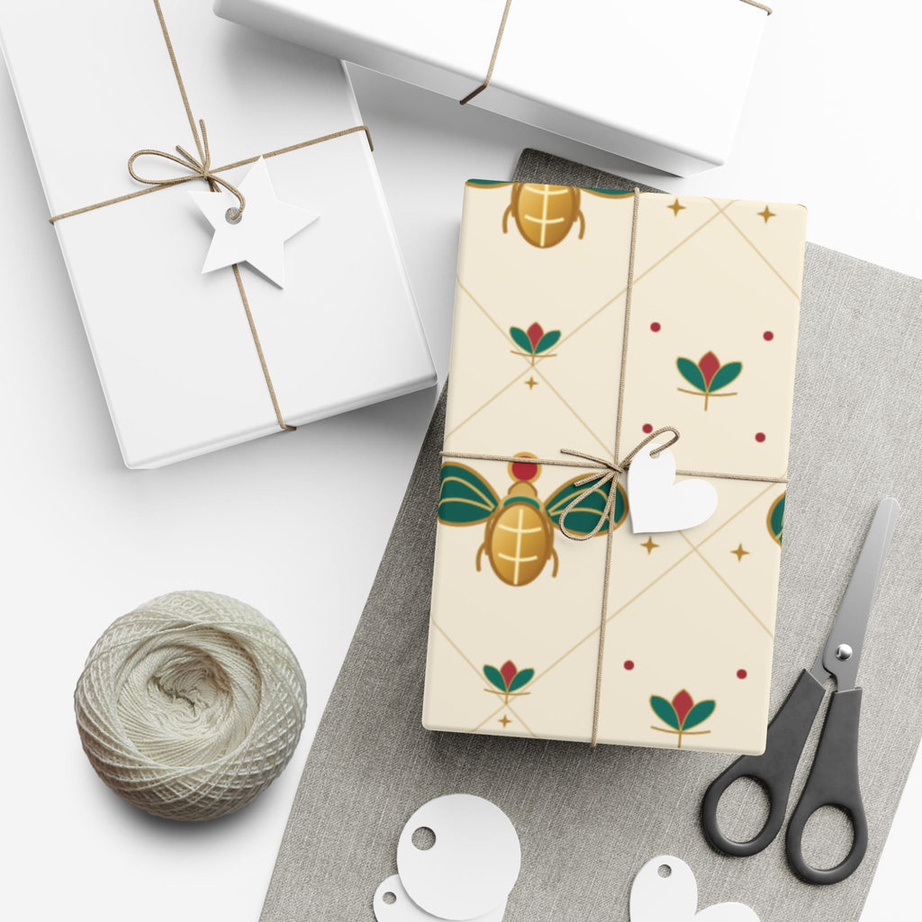 Egyptian Scarab Christmas Wrapping Paper | Egyptian Heritage Gift Wrap Printify