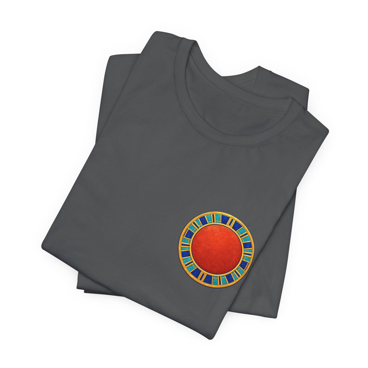Unisex T-shirt with red Egyptian sun disk chest graphic