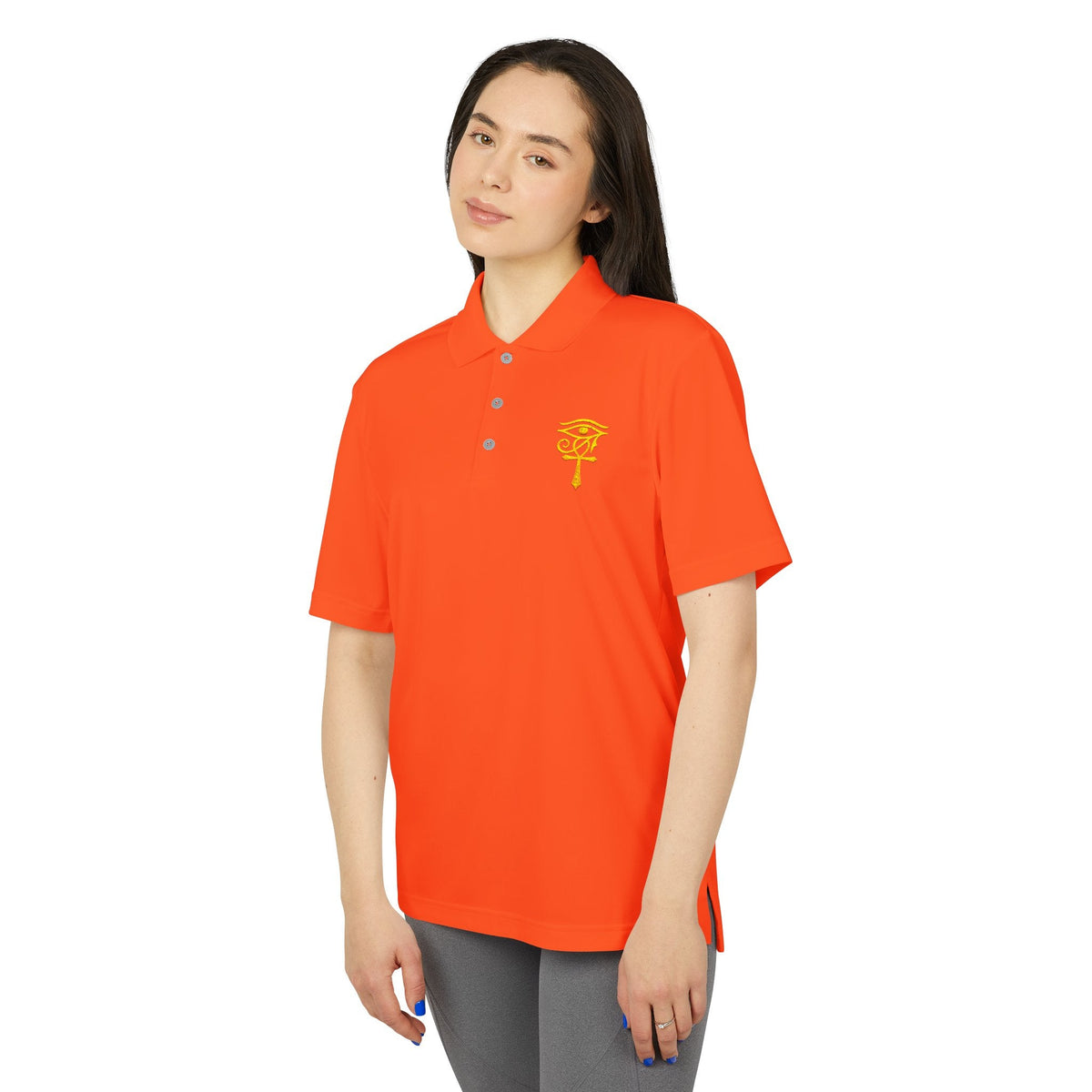 Eye of Horus Polo Shirt — Egyptian Symbol Embroidered Performance Golf Polo Printify