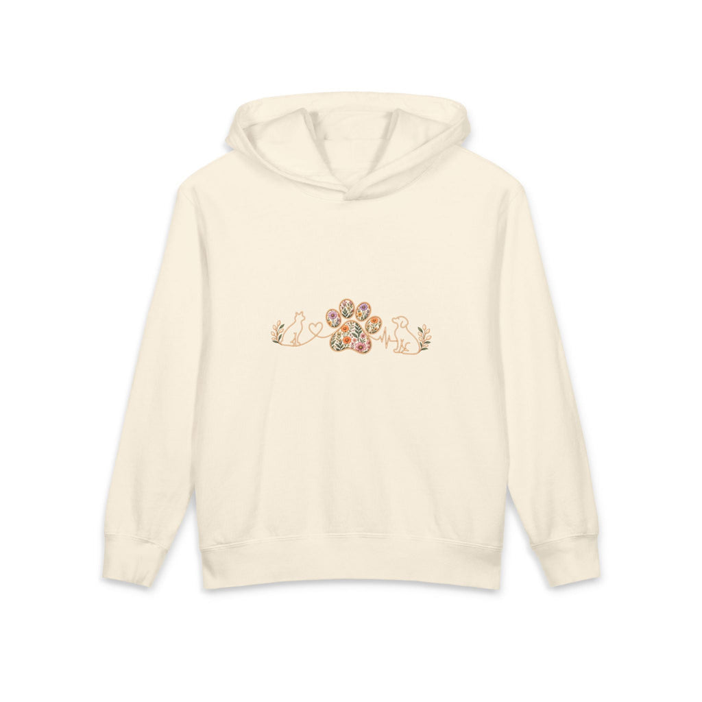 Youth Hooded Sweatshirt with Floral Butterfly Graphic Printify