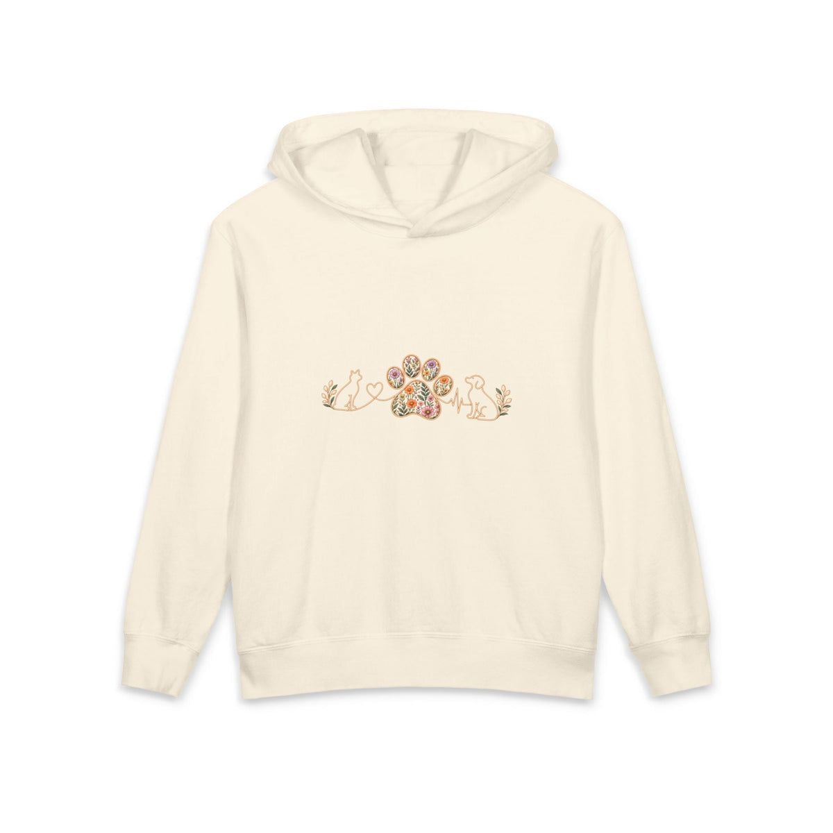 Youth Hooded Sweatshirt with Floral Butterfly Graphic Printify