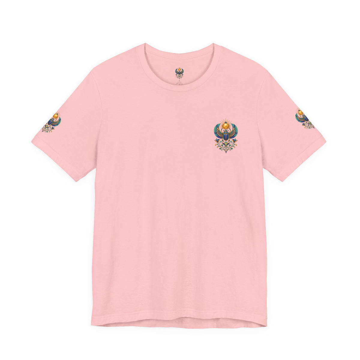 Scarabs & Sun Egyptian Scarab T-Shirt — Golden Sunback Graphic Tee Printify