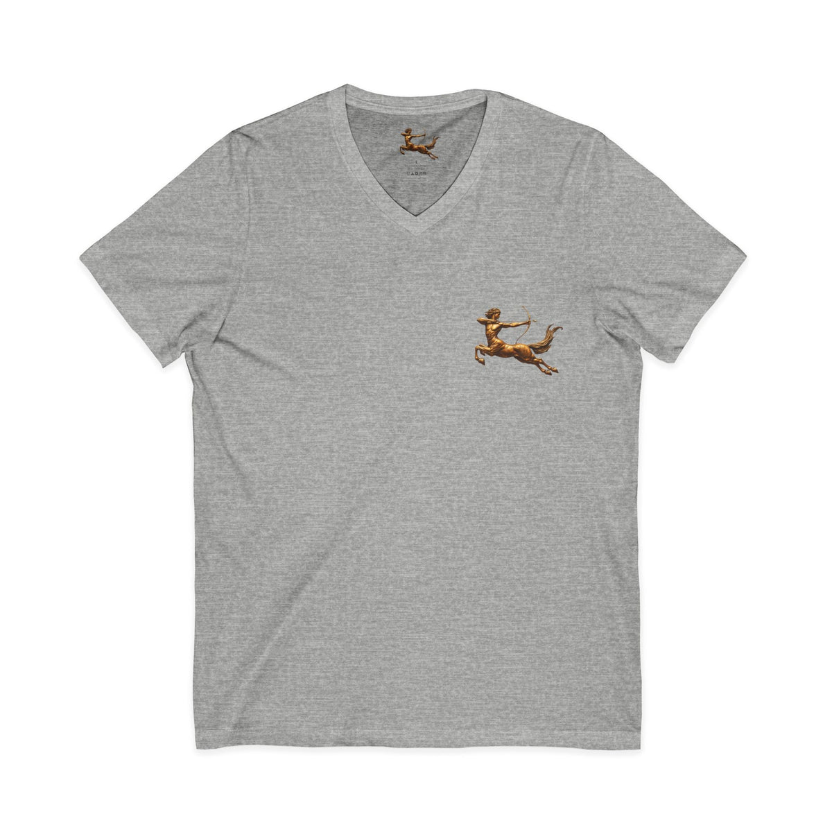 V-neck T-shirt with archer centaur graphic