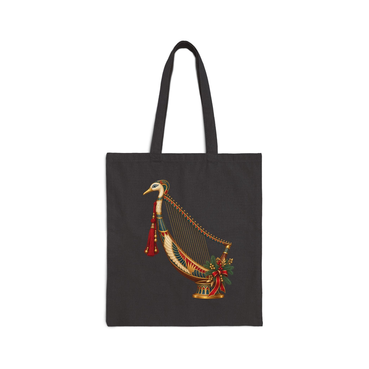 Egyptian Harp Christmas Canvas Tote — Festive Music Gift Printify