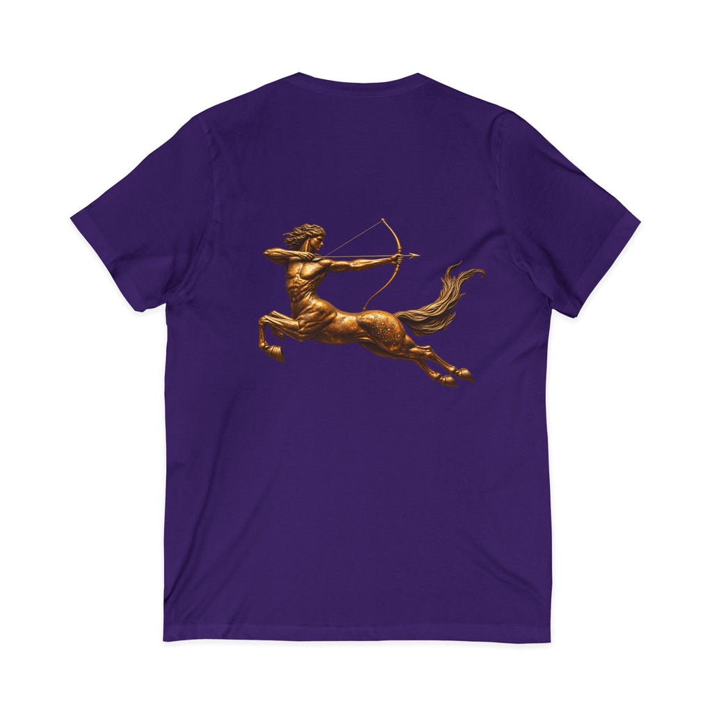 V-neck T-shirt with archer centaur graphic