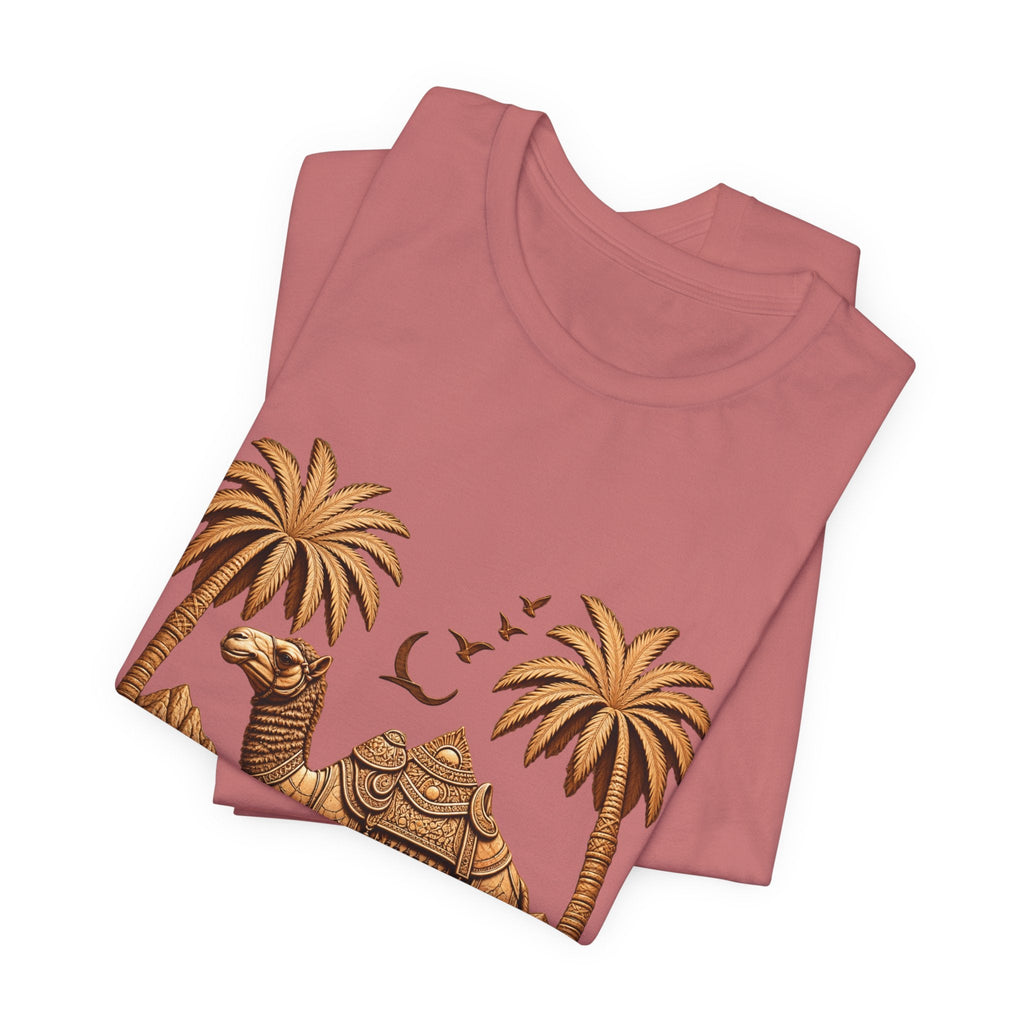 Camel Oasis T-Shirt — Egyptian Desert Palm Graphic Tee Printify