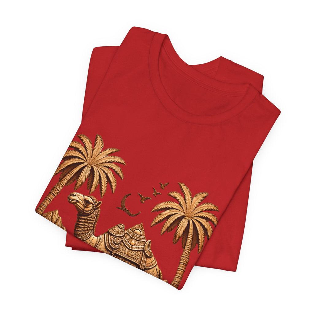 Camel Oasis T-Shirt — Egyptian Desert Palm Graphic Tee Printify