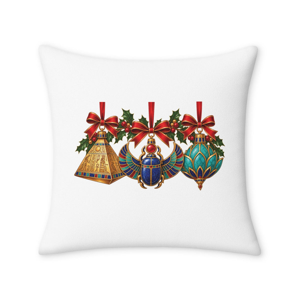 Egyptian Christmas Ornaments Throw Pillow Case Printify