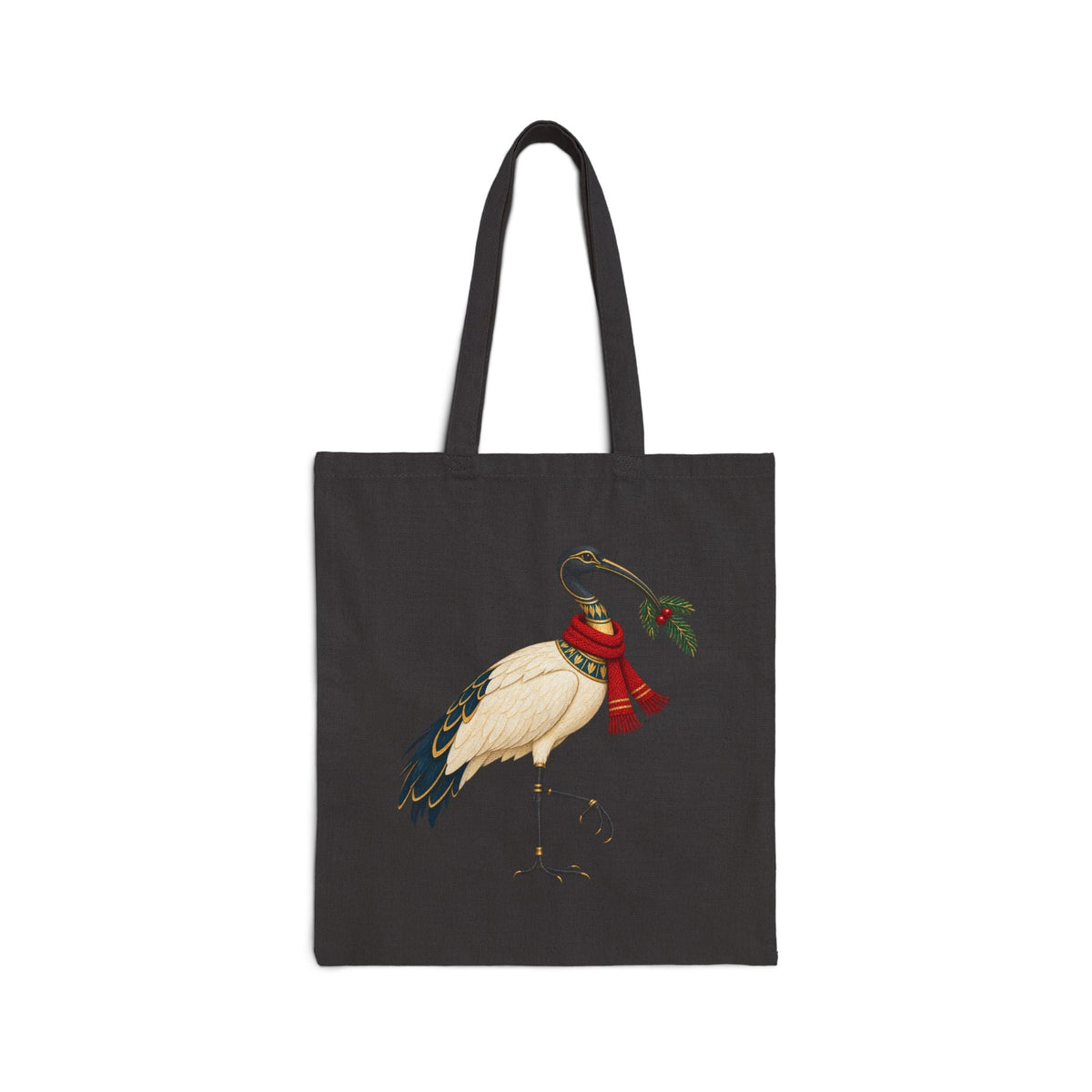 Sacred Ibis Christmas Canvas Tote — Egyptian Holiday Bird Printify