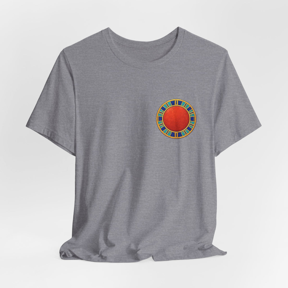 Unisex T-shirt with red Egyptian sun disk chest graphic