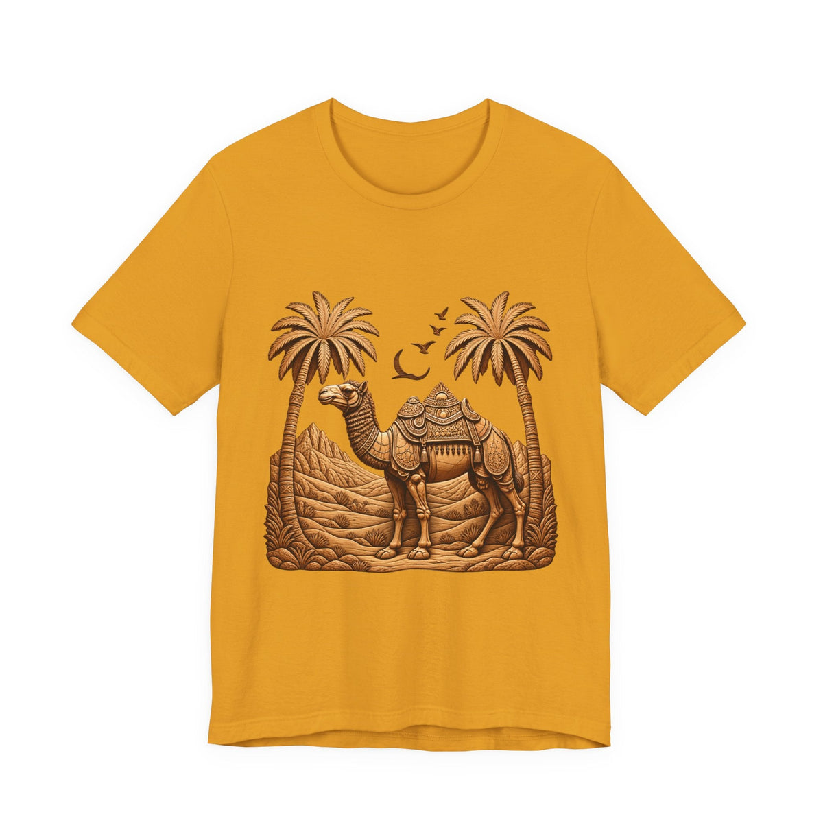 Camel Oasis T-Shirt — Egyptian Desert Palm Graphic Tee Printify