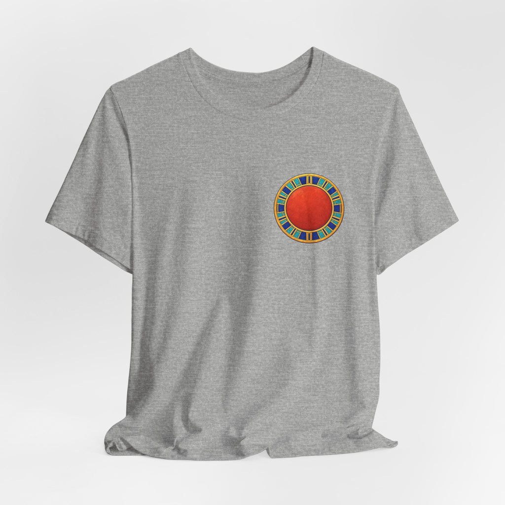 Unisex T-shirt with red Egyptian sun disk chest graphic