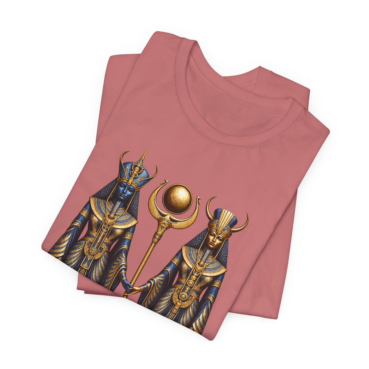 Egyptian Goddess Duo T-Shirt — Ankh & Sun Staff Graphic Tee Printify