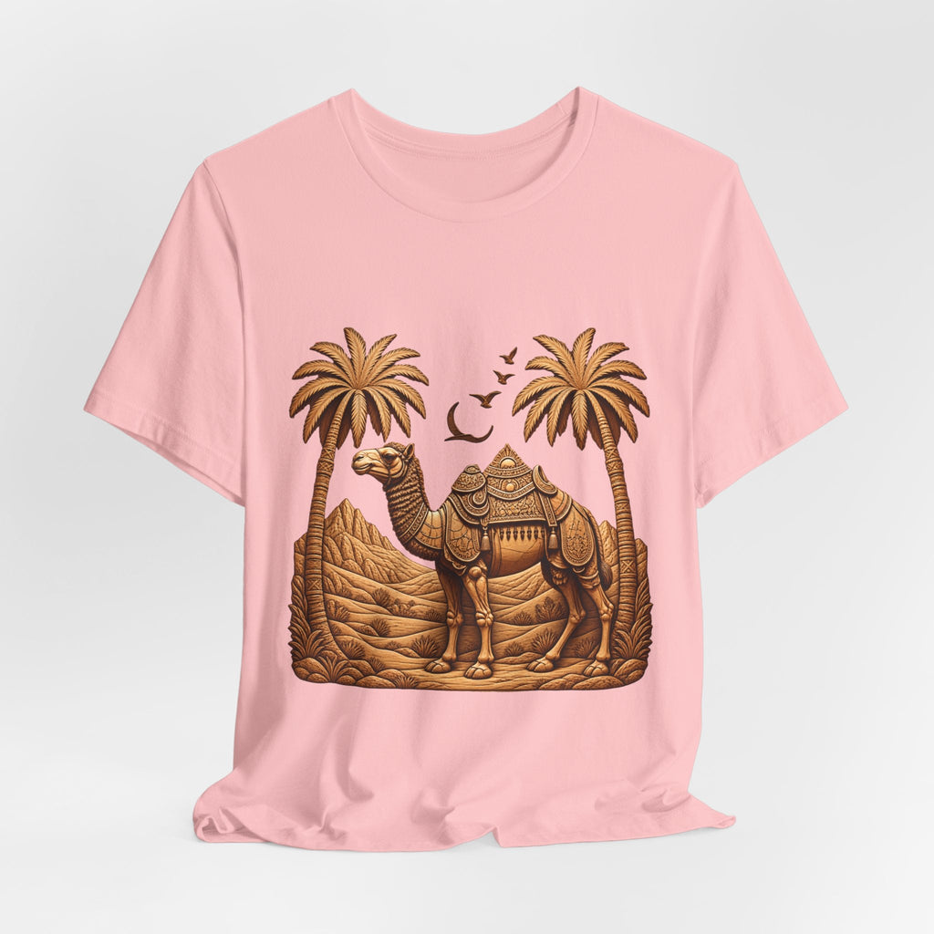 Camel Oasis T-Shirt — Egyptian Desert Palm Graphic Tee Printify