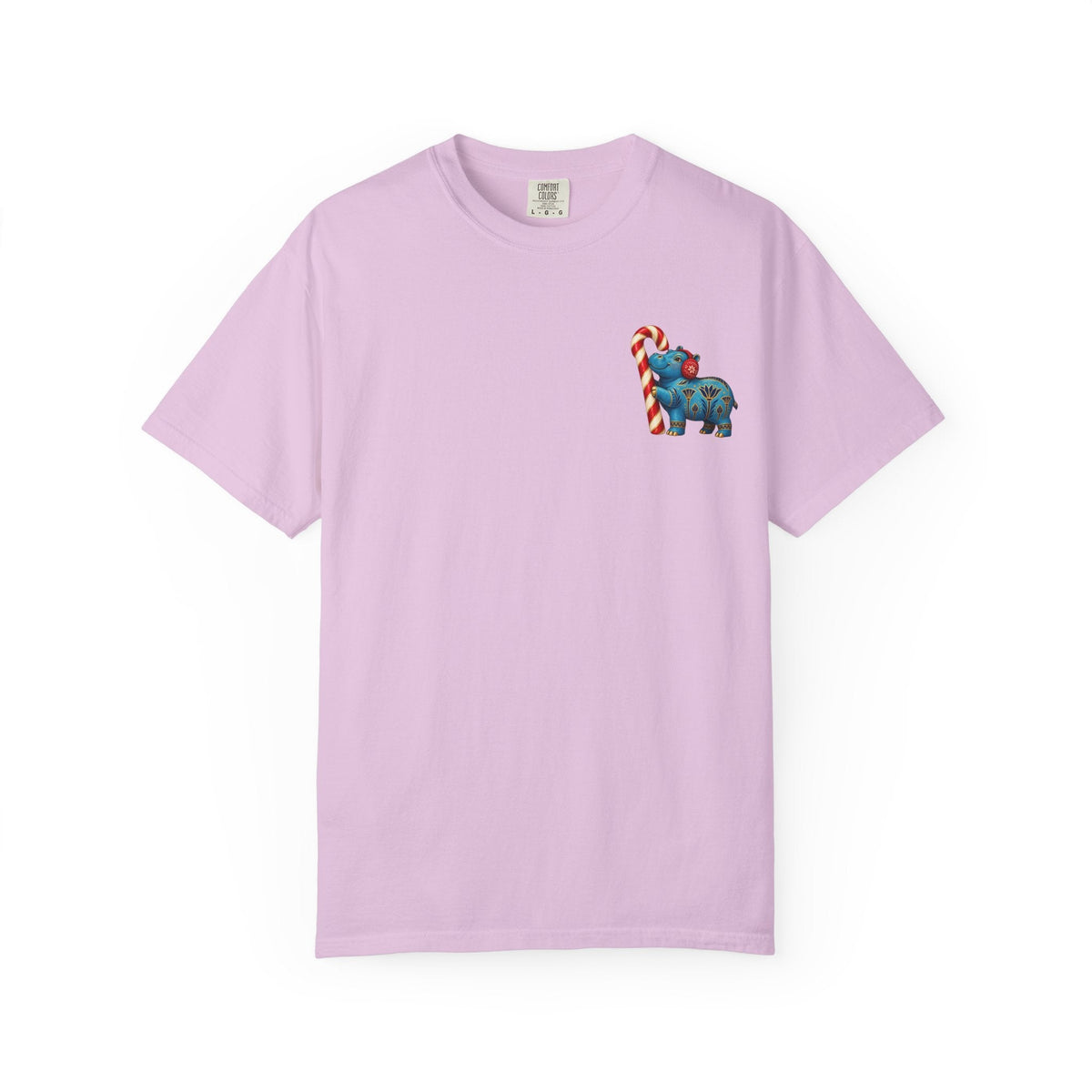 Blue Egyptian Hippo Christmas T-Shirt — Candy Cane Holiday Printify
