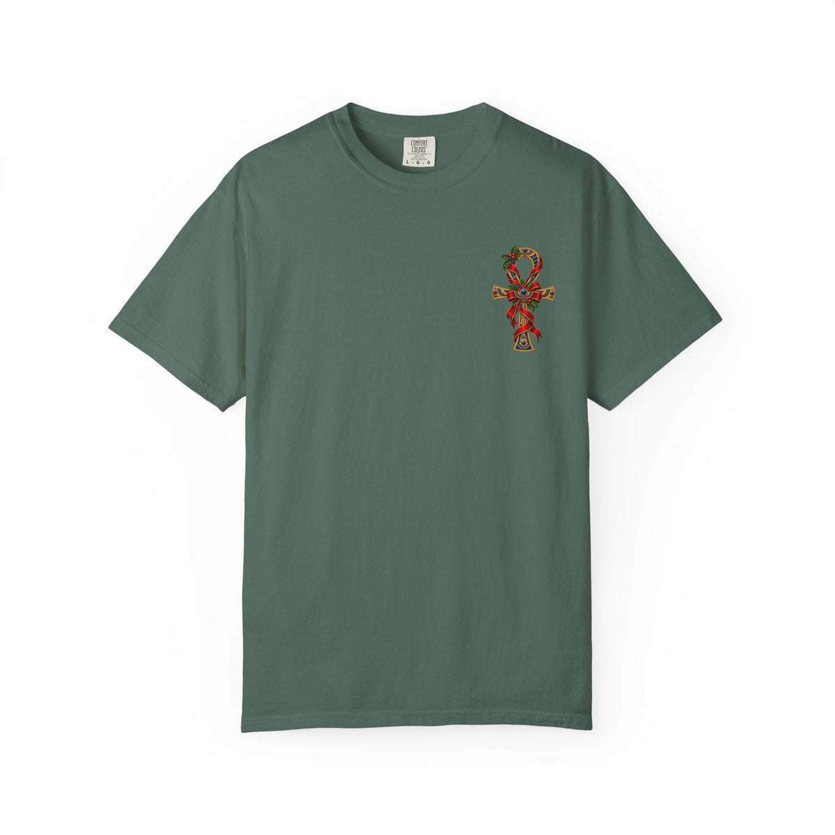Egyptian Ankh Christmas Ribbon T-Shirt Printify
