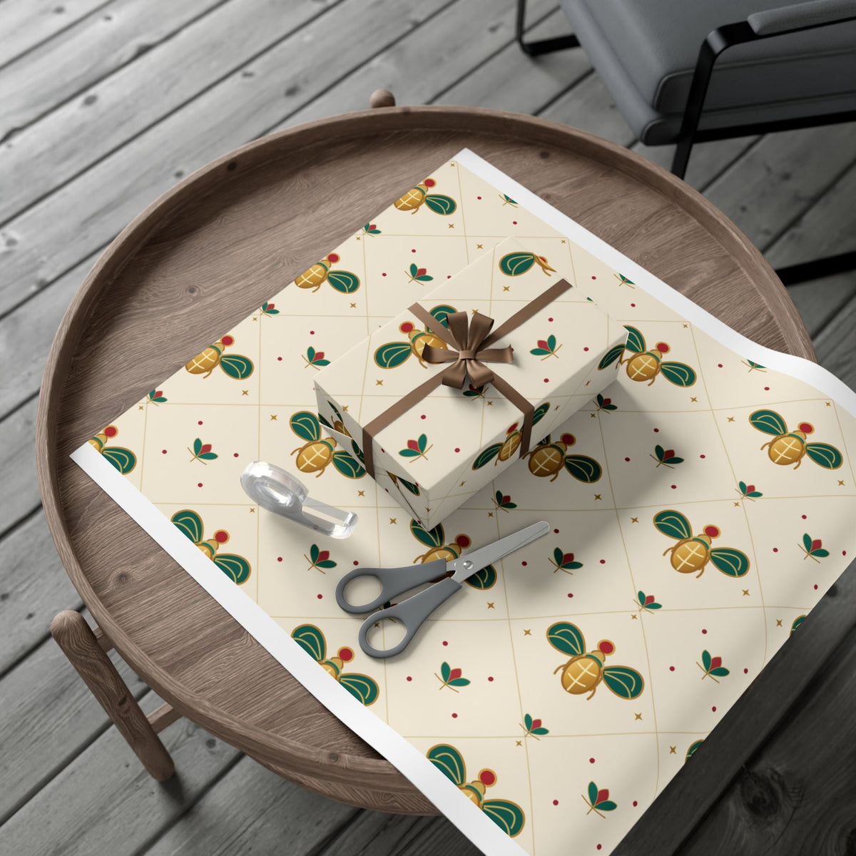 Egyptian Scarab Christmas Wrapping Paper | Egyptian Heritage Gift Wrap Printify