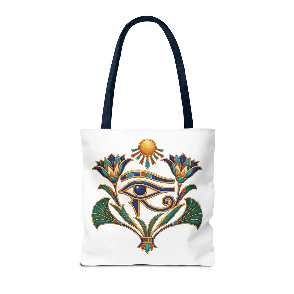 Eye of Horus and lotus Egyptian heritage all-over print tote bag