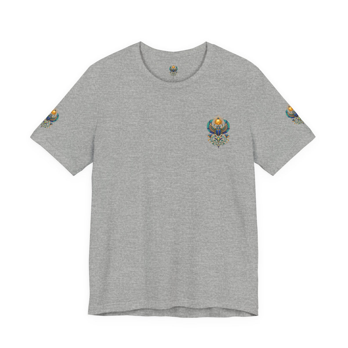 Scarabs & Sun Egyptian Scarab T-Shirt — Golden Sunback Graphic Tee Printify