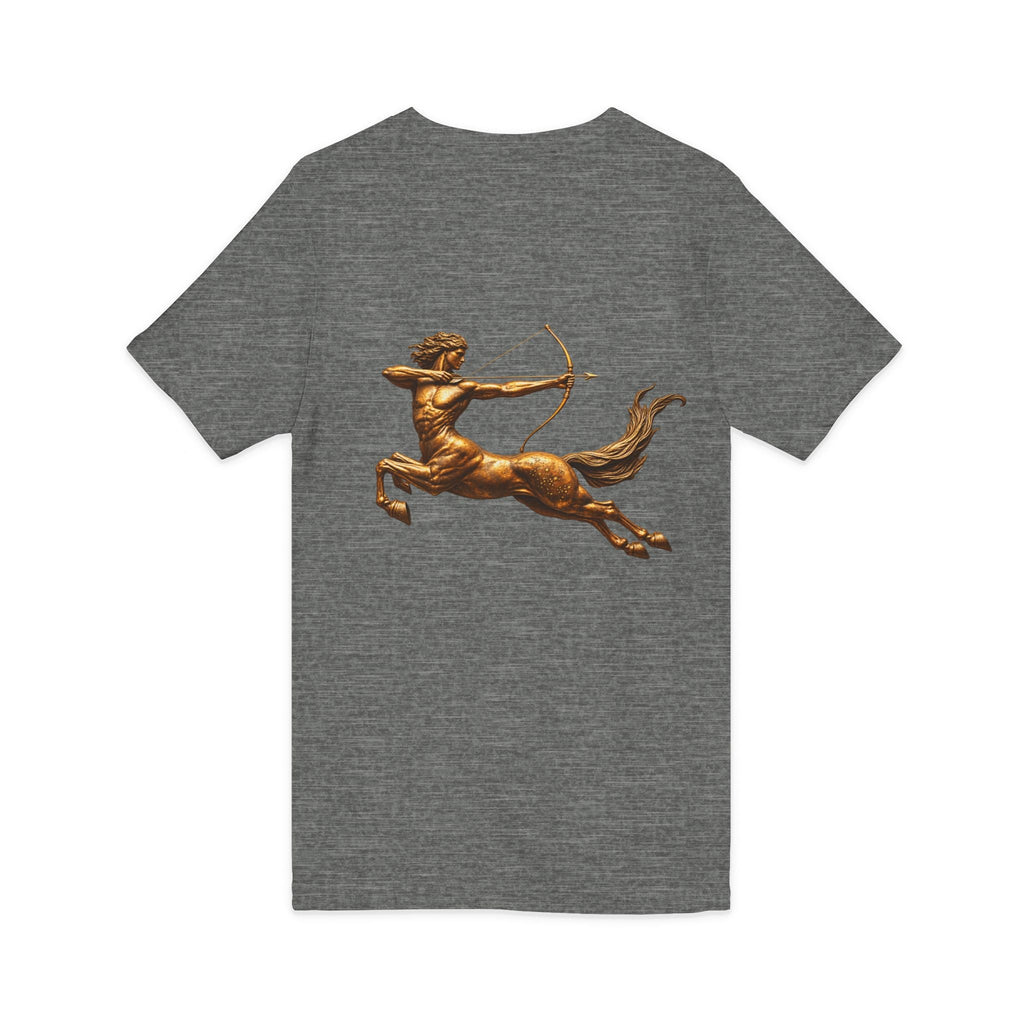 V-neck T-shirt with archer centaur graphic