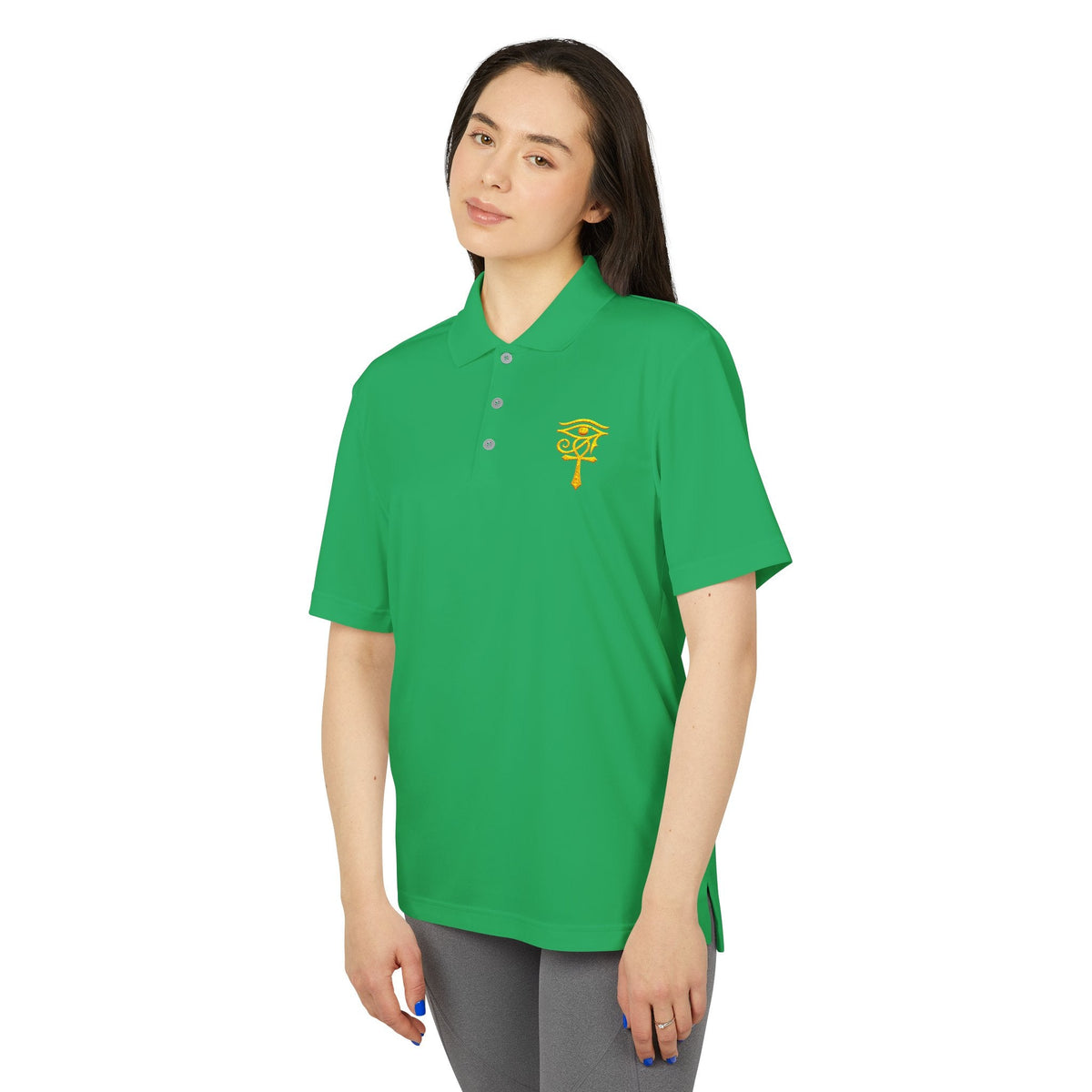 Eye of Horus Polo Shirt — Egyptian Symbol Embroidered Performance Golf Polo Printify