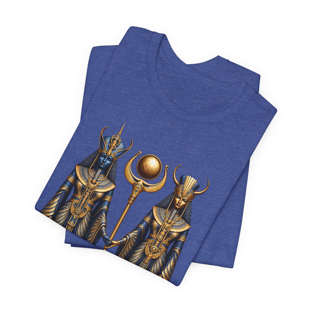 Egyptian Goddess Duo T-Shirt — Ankh & Sun Staff Graphic Tee Printify