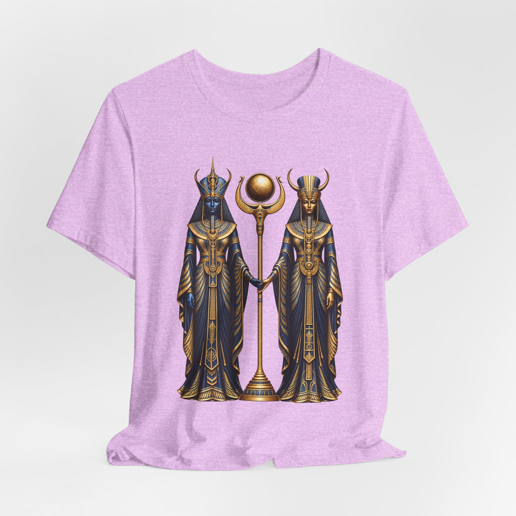 Egyptian Goddess Duo T-Shirt — Ankh & Sun Staff Graphic Tee Printify