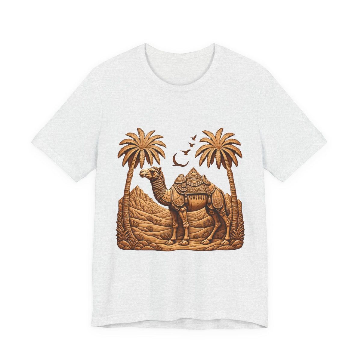 Camel Oasis T-Shirt — Egyptian Desert Palm Graphic Tee Printify