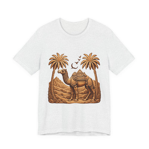 Camel Oasis T-Shirt — Egyptian Desert Palm Graphic Tee Printify